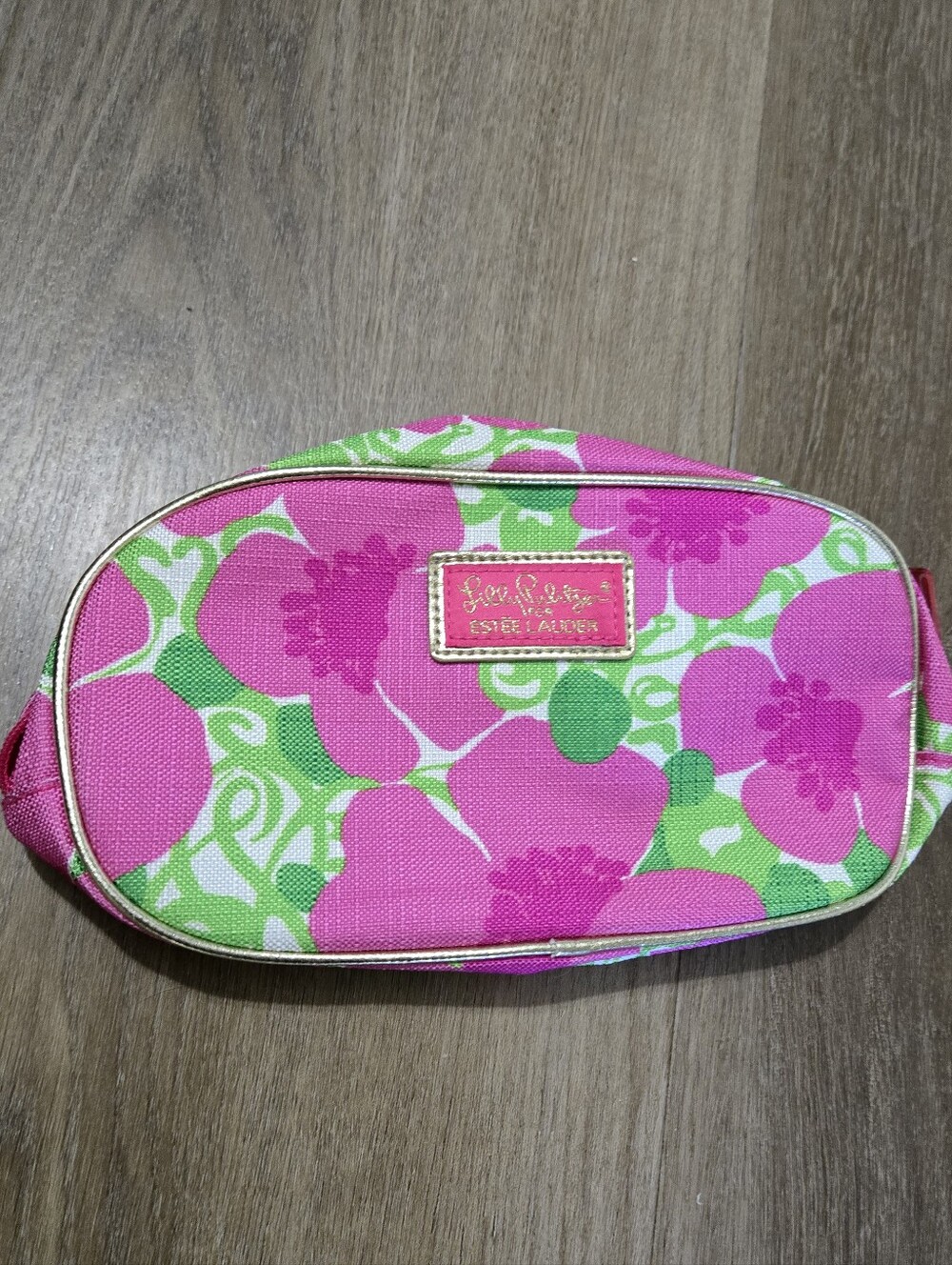 Lilly Pulitzer Cosmetic Makeup Bag for Estee Lauder Small Pink Floral 9"L 5 W"